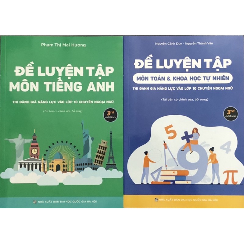 Sách - (Combo 2 cuốn) Đề Luyện Tập Thi Đánh Giá Năng Lực Vào Lớp 10 Chuyên Ngoại Ngữ Môn Toán - Tiếng Anh