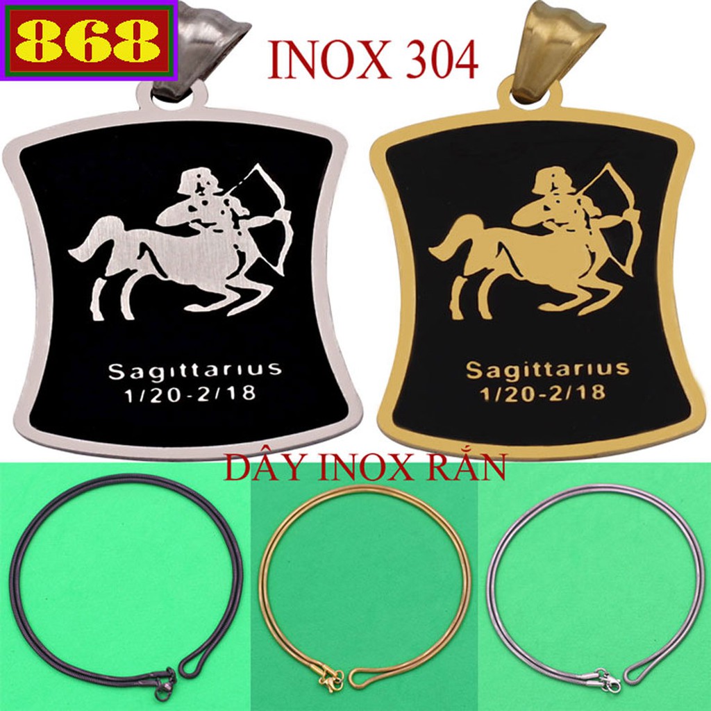 Dây chuyền cung Nhân Mã inox VIRCNMT - 12 cung hoàng đạo - Dây inox rắn