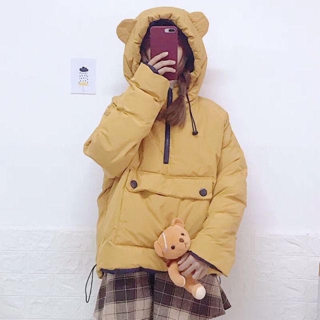 Áo phao tai gấu siêu cute
