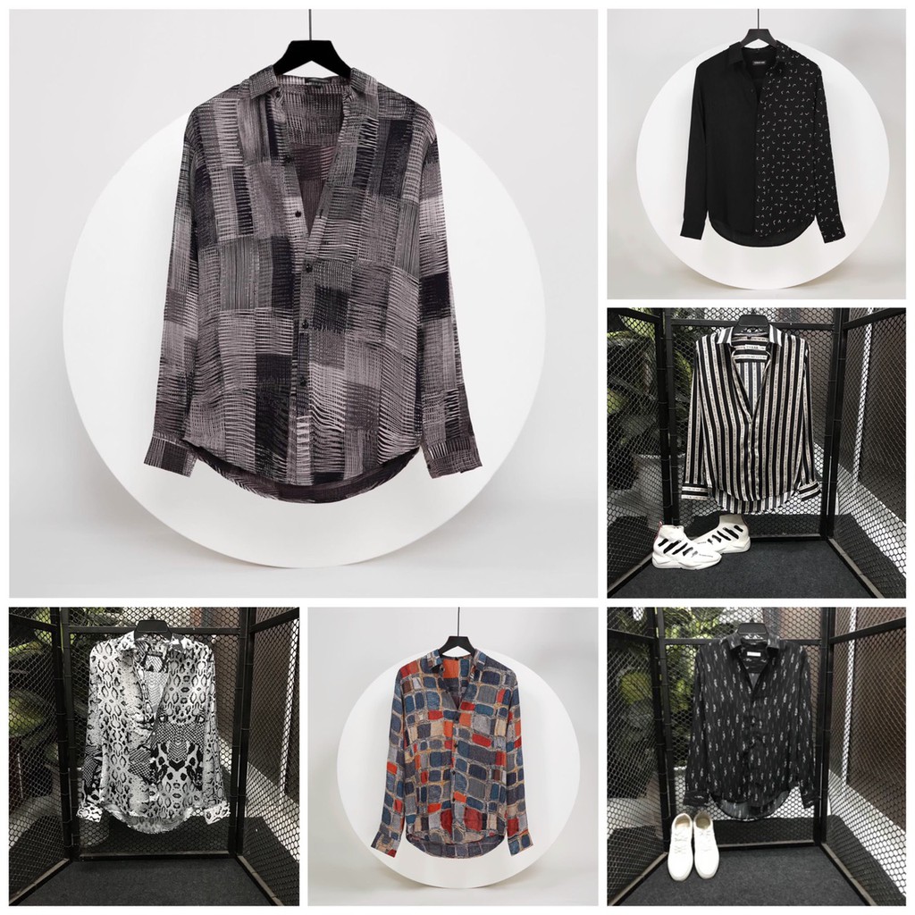 Áo sơ mi nam dài tay form rộng họa tiết vải lụa cao cấp S41