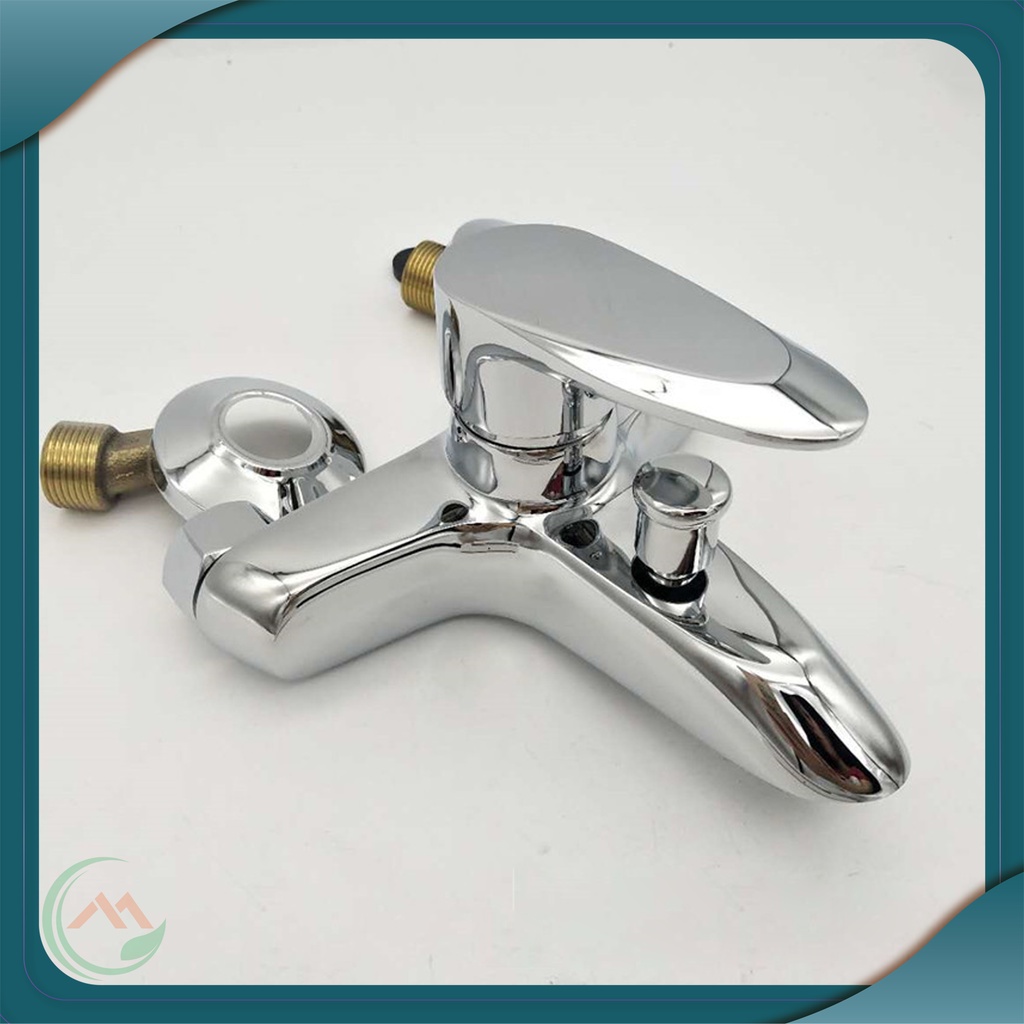 Bộ củ sen nóng lạnh đồng thau size To cần gạt gật gù kiểu dáng phi thuyền mạ Chrom và Niken sáng bóng - QM.CS08