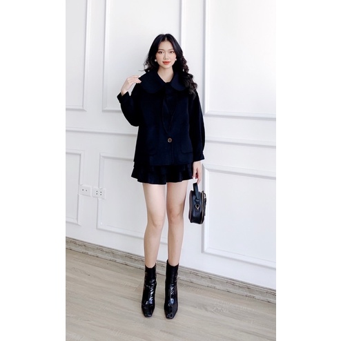 Áo khoác dạ dây nơ cổ rời cao cấp - A3698