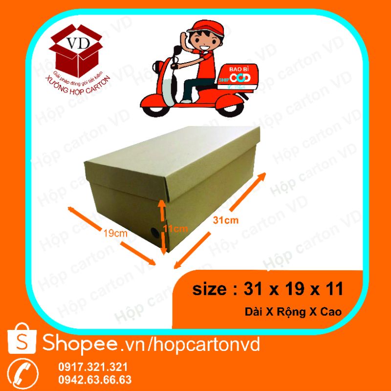 Hộp Cartton đựng giày size 31x19x11