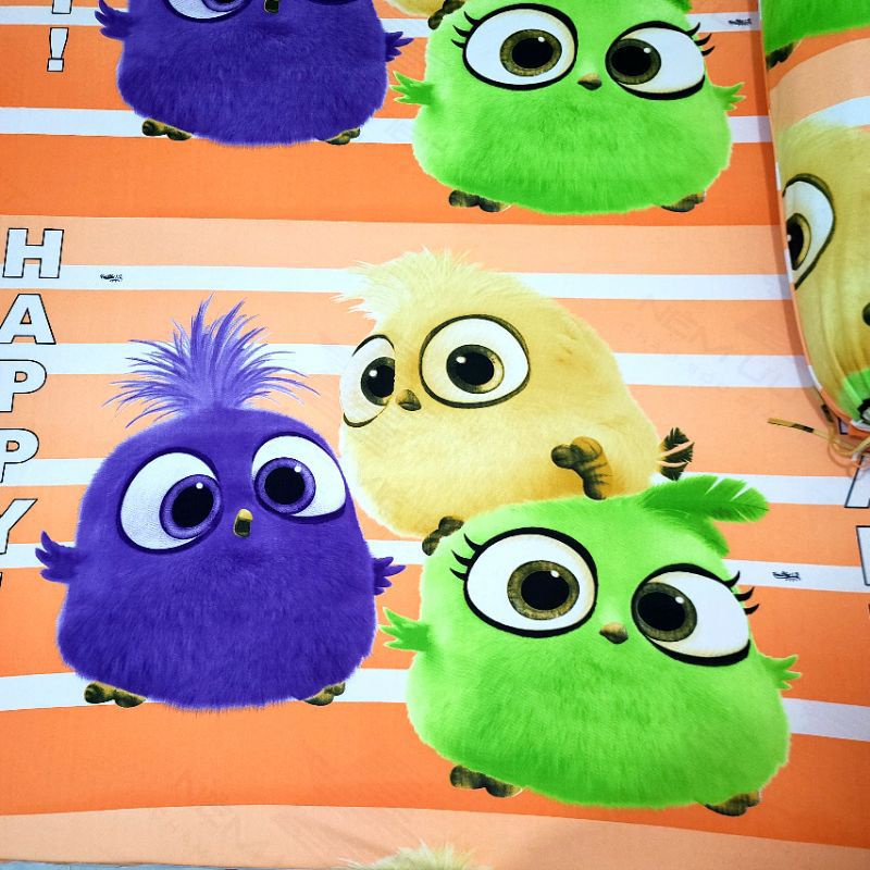 BỘ DRAP THUN HÀN QUỐC ANGRY BIRDS [ 5 MÓN : 1 GA TRẢI GIƯỜNG, 2 VỎ GỐI NẰM, 1 VỎ GỐI ÔM, 1 MỀN CHẦN GÒN ].