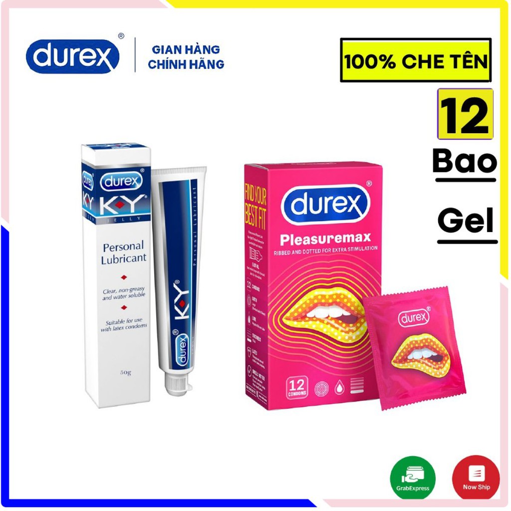 Bộ 2 Bao cao su gân gai Durex Pleasuremax ( 12 bao ) &amp; Gel bôi trơn Durex Ky.