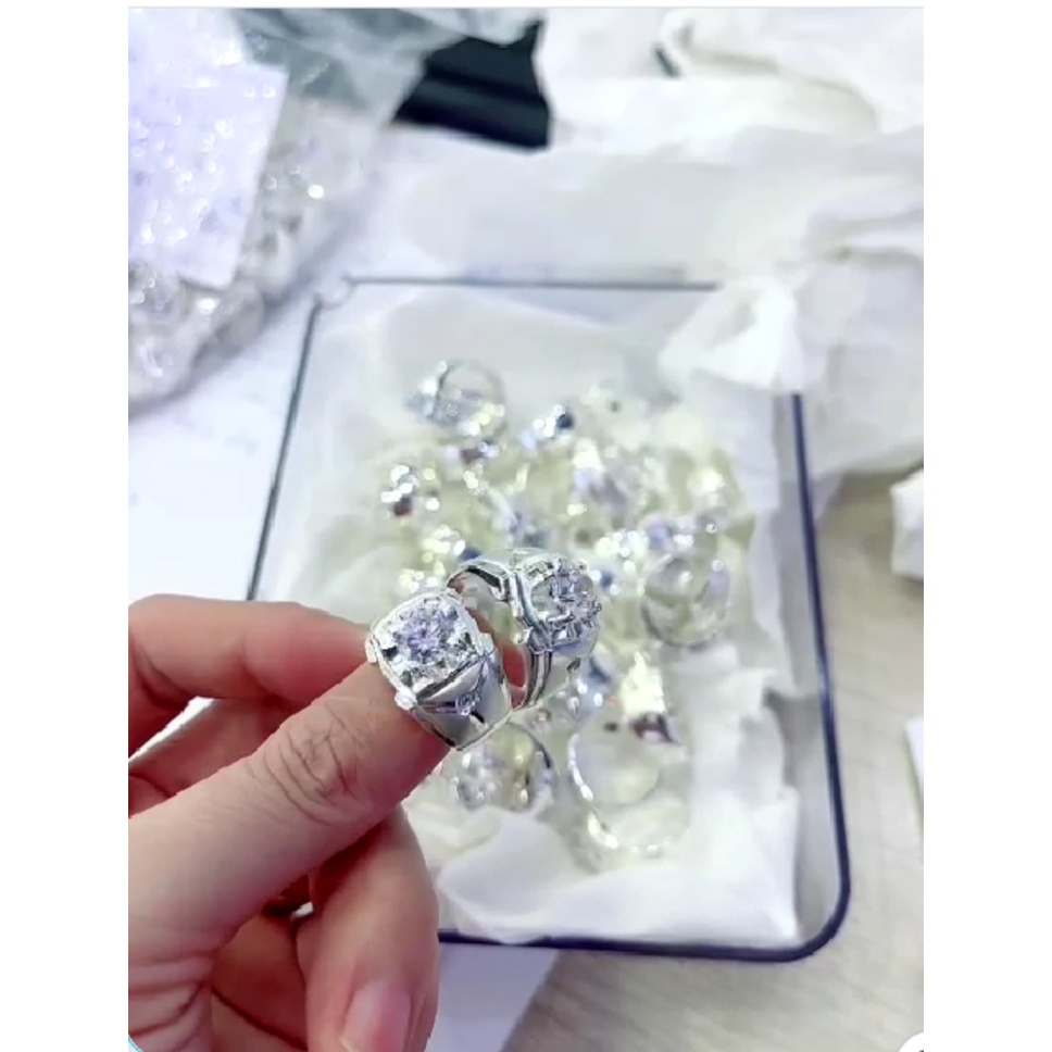 Nhẫn Nam bạc ý (925), xi vàng trắng , thiết kế 3d của Nhẫn Nam