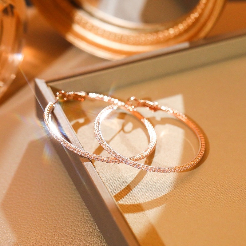 [Jiudolan] Bông Tai Mạ Vàng 18K Cỡ Lớn Đính Đá Sang Trọng Phong Cách Âu Mỹ Cho Nữ