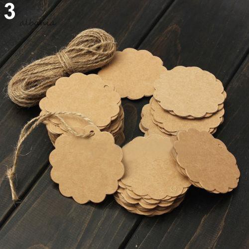 Bộ 100 Tag giấy gắn quà tặng gồm nhiều hình dạng chất liệu giấy kraft