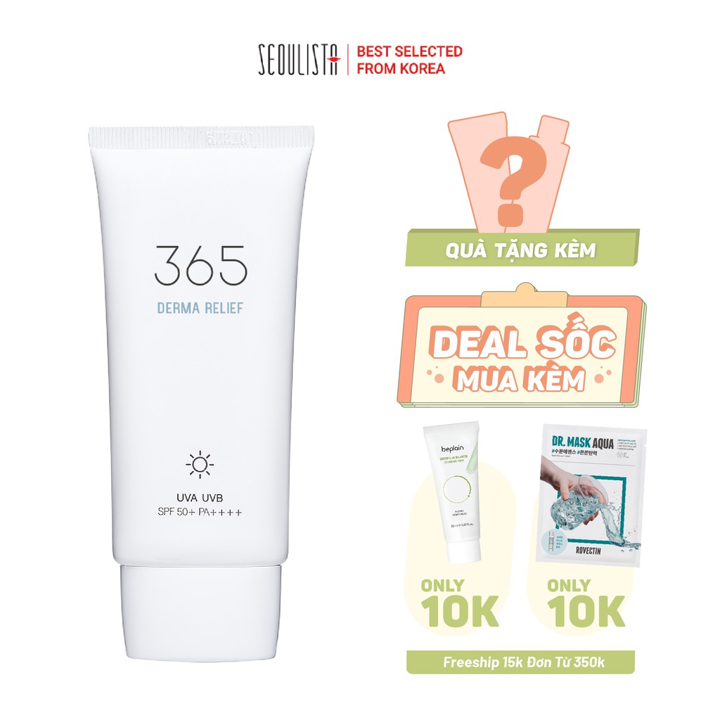 Kem chống nắng vật lý kiềm dầu dịu nhẹ Round Lab 365 Derma Relief Sun Cream SPF50+ PA++++