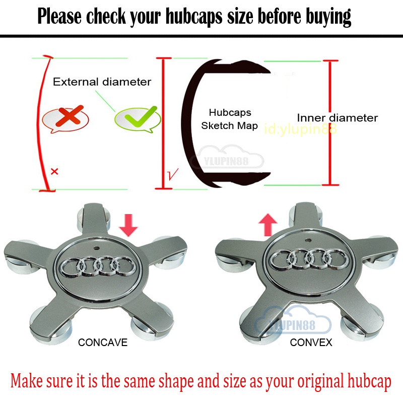 Car Wheel Center Cap Cover Auto Badge Sport Rim Wheel Hub Cap Case Parts Accessories For Audi A1 A3 A4 A4L A6 A6L A7 A8 A8L C5 Q3 Q5 Q7 Q5L