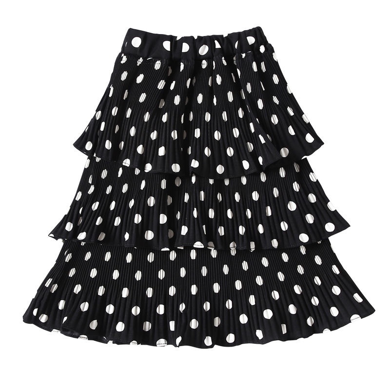 Chân Váy Chiffon Dài Trung Bình Họa Tiết Chấm Bi 6 Màu Tùy Chọn Phong Cách Phương Tây Mới Cho Bé Gái 3-15 Tuổi