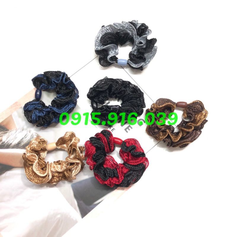 Buộc Tóc Tai Bèo Vải Ren Phối Màu