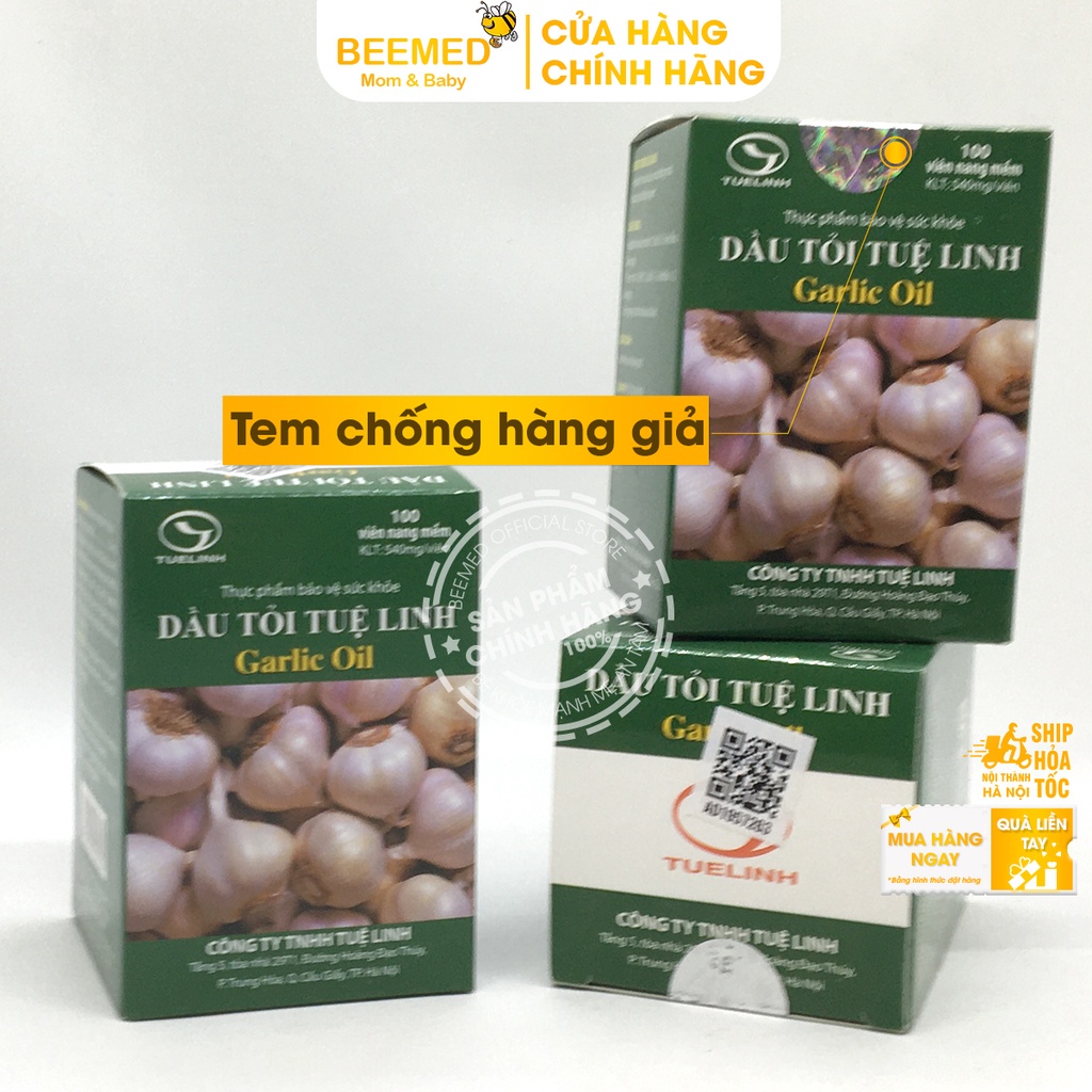 Dầu tỏi Tuệ Linh Tăng sức đề kháng - Giảm mỡ máu - Garlic Oil tinh dau toi hộp 100 viên