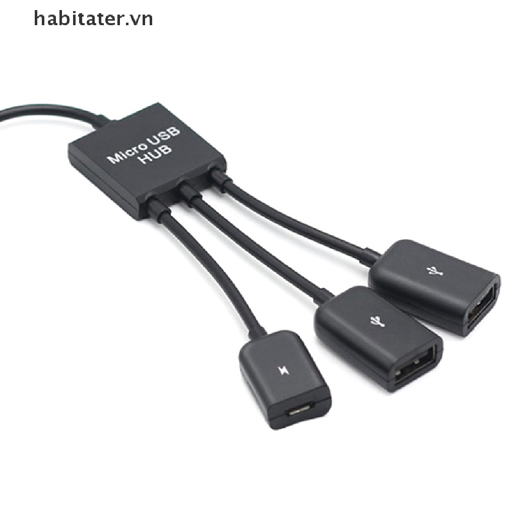 Dây Cáp OTG Chuyển Đổi 3 Trong 1 Micro USB Type C Sang Hai Cổng USB 2.0
