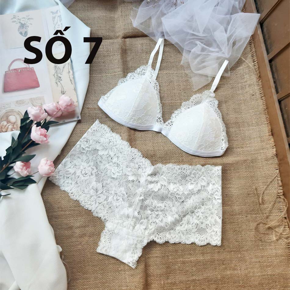 [RẺ NHẤT SHOPEE] Bộ đồ lót ren không gọng có mút nữ bralette trắng siêu xinh | BigBuy360 - bigbuy360.vn