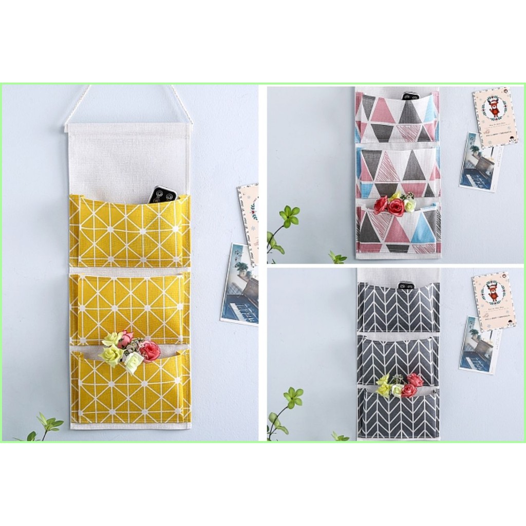 Túi Vải Treo Tường 3 Ngăn Đựng Đồ Tiện Lợi