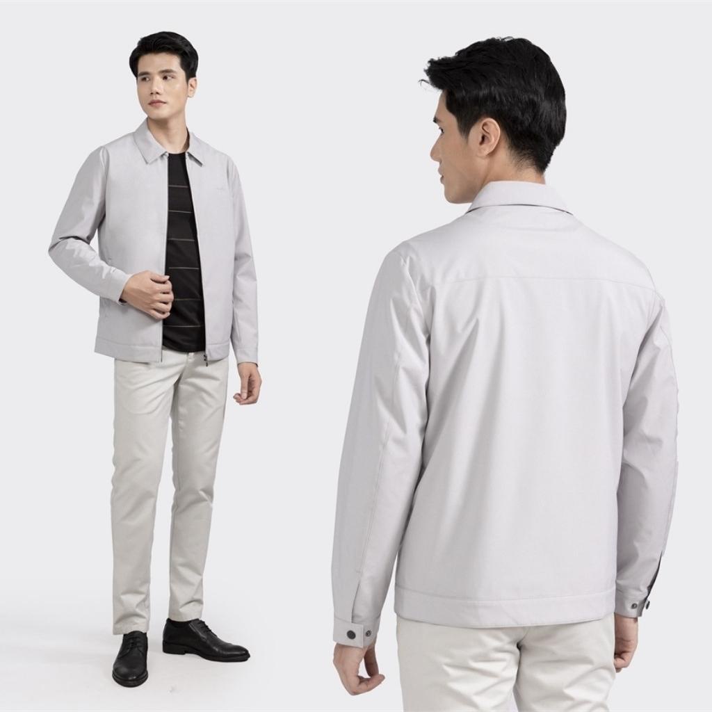 Áo khoác gió 2 lớp nam ARISTINO AJK011W2 Jacket trơn màu vải Polyester nhẹ ấm dáng Regular fit suông vừa cổ bẻ lịch sự