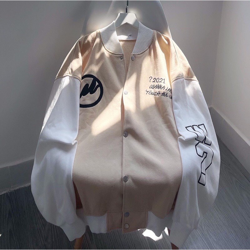 Khoác nỉ ngoại bomber in hình unisex &lt; 70kg