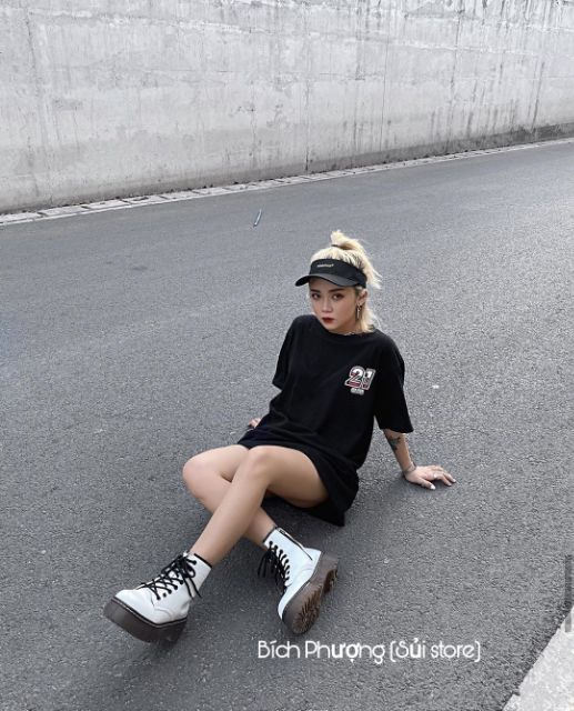 DR WHITE - boots da cao cấp (Loại 2) (SẴN TRẮNG CAO ĐẾ NÂU SZ 38) | BigBuy360 - bigbuy360.vn