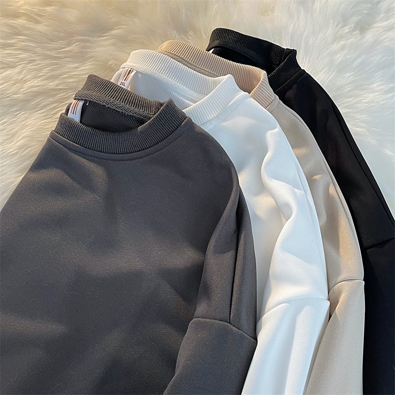 SUXI Áo sweater tay dài cổ tròn màu sắc đơn giản dành cho nữ