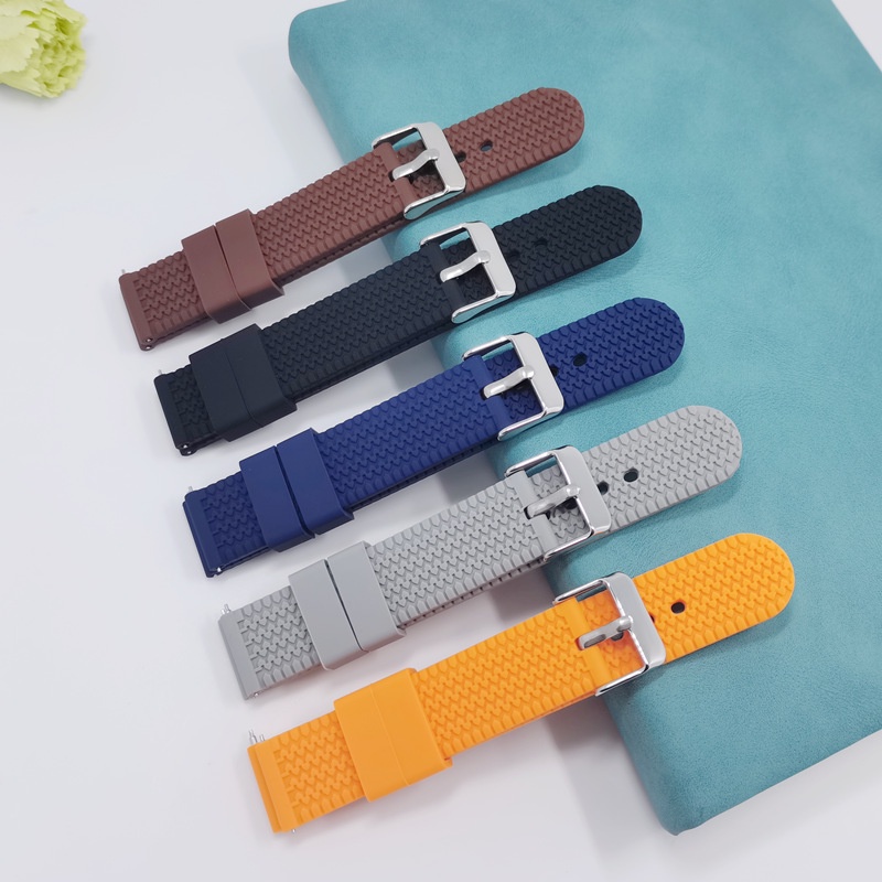 Dây Đeo Đồng Hồ Thay Thế Bằng Cao Su Silicone Chống Nước Tháo Gỡ Nhanh Kích Thước 18mm 20mm 22mm 24mm Cho Nam
