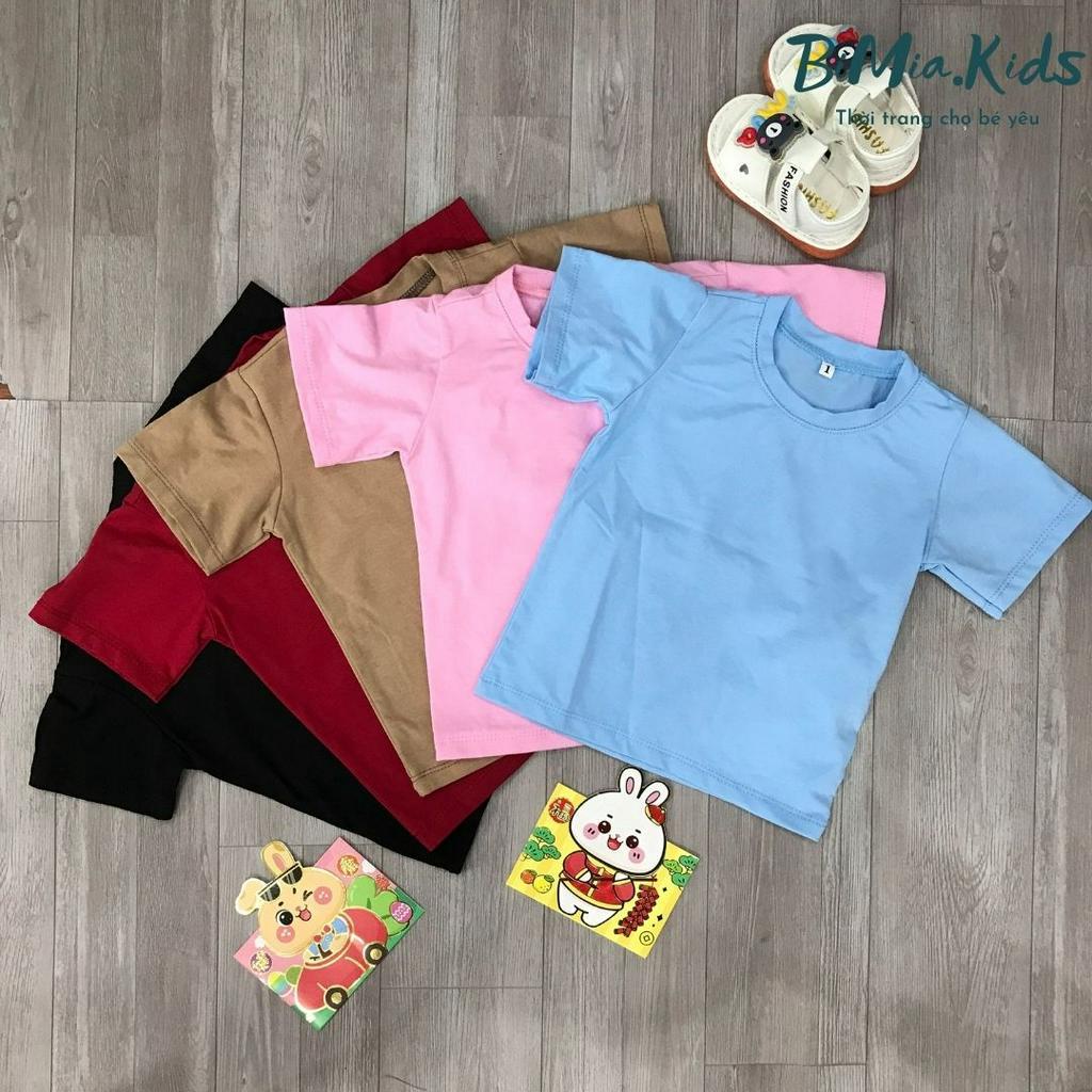 Áo thun trơn cộc tay cho bé trai bé gái BIMIA.KID Cotton 100% thoáng mát chất lượng cao