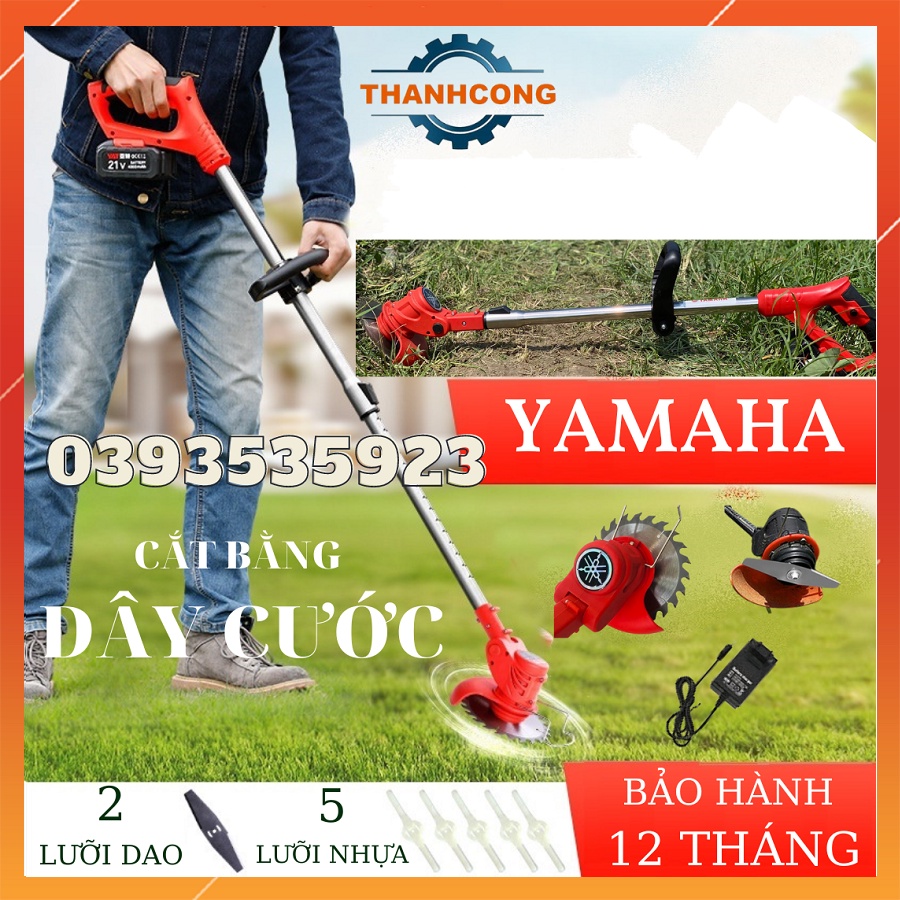 Máy cắt cỏ dùng pin mini cầm tay , máy phát cỏ chạy pin yamaha tặng bộ 8 lưỡi kèm cước cắt cỏ - BỘ 1 PIN