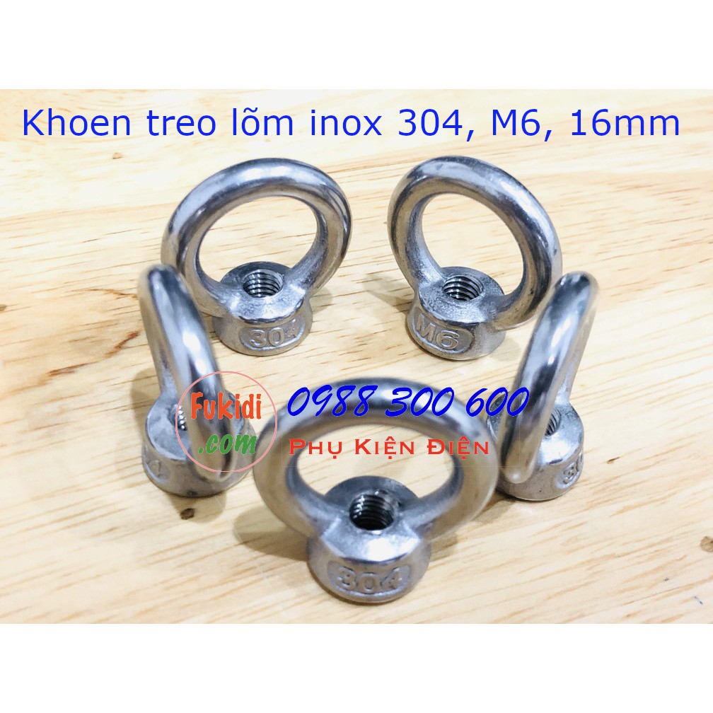 5 cái móc treo tròn M6, khoen treo tròn M6, inox 304, phi 16mm - M0CM6