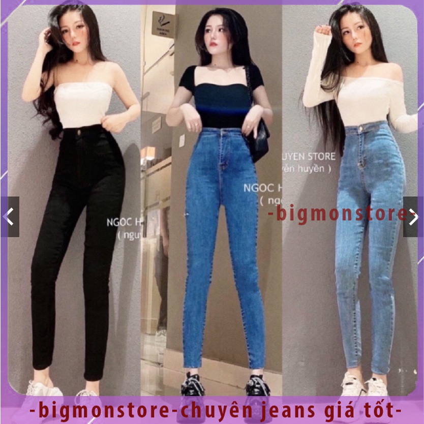 Quần Jean Nữ Ôm Dáng Lưng Cao, Chất Jean Co Giãn Chuẩn Xịn free ship