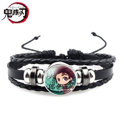 Vòng tay bằng da mặt hình Kimetsu No Yaiba Tanjirou Nezuko Zenitsu