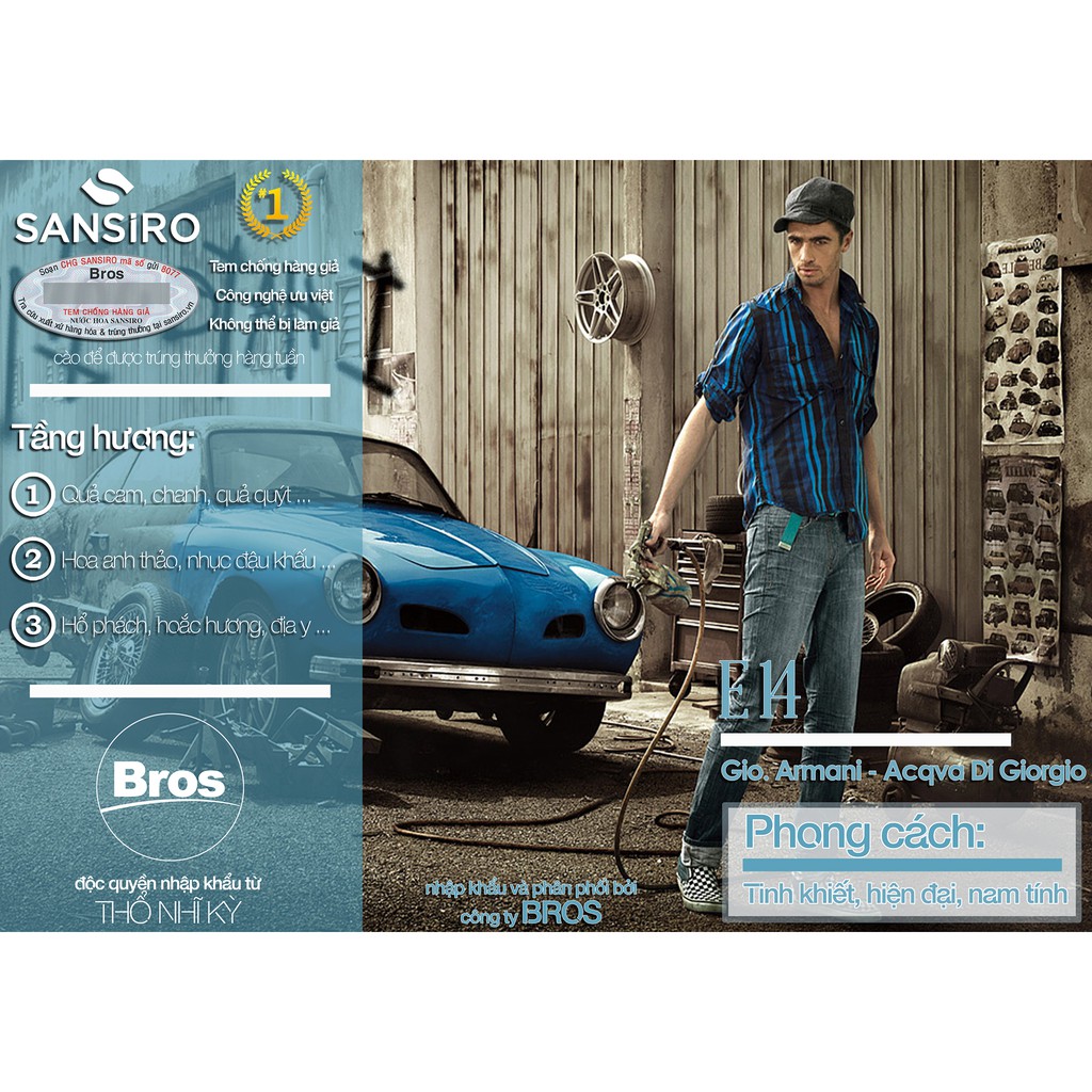 [BROS] E14 - Nước hoa Sansiro Thổ Nhĩ Kỳ 8ml cho nam | BigBuy360 - bigbuy360.vn