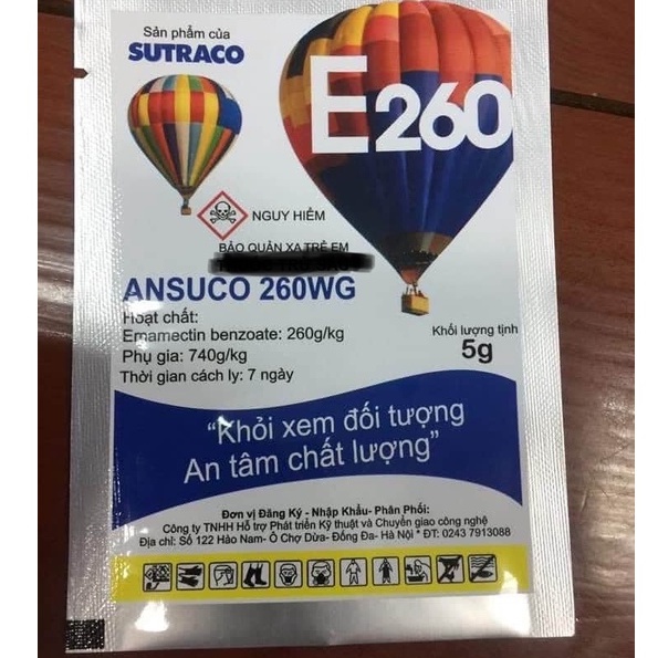 Thuốc sinh học E260.Đặc trị các loại côn trùng chích hút đã kháng thuốc.Gói 5gam