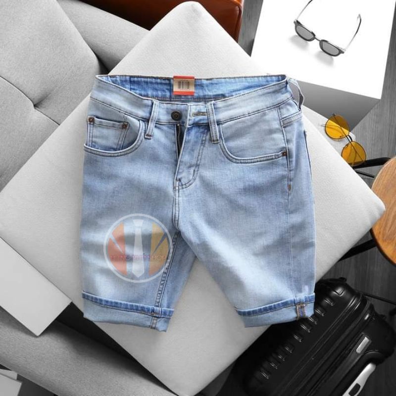 Quần Jean lửng nam wash loại không giãn