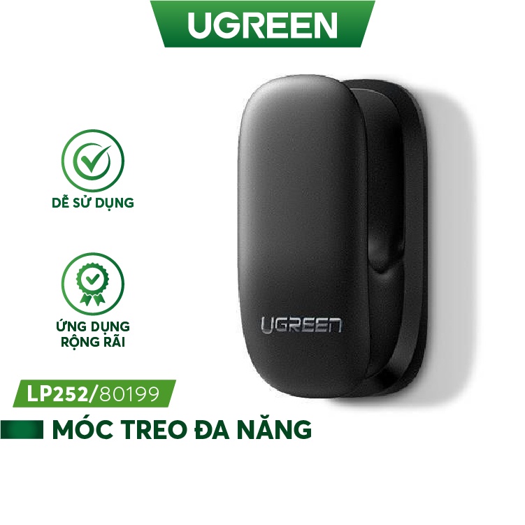 Móc đồ dán tường UGREEN LP252 - Túi 4 chiếc - Mặt dán tiện lợi, dùng trên ô tô, văn phòng,...  Hàng chính hãng