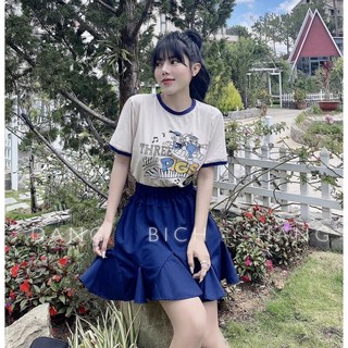 SET Áo phông hình kèm Chân váy đuôi cá xanh⚡️Ảnh thật