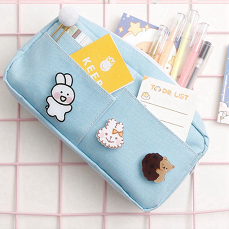 1 Túi đựng bút vải canvas trơn nhiều ngăn cỡ lớn 22x11cm