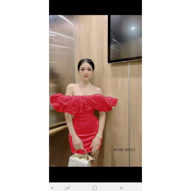 [Miễn Phí Ship 50K-GIAN HÀNG CHÍNH HÃNG] Đầm Thời Trang Nữ, Đầm Umi Ôm Body Có Bèo To Trễ Vai Cao Cấp Có Mút