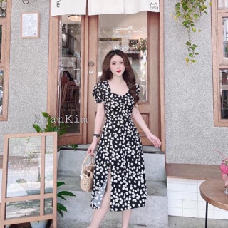 VÁY HOA CÚC RÚM NGỰC XẺ TÀ CỰC XINH