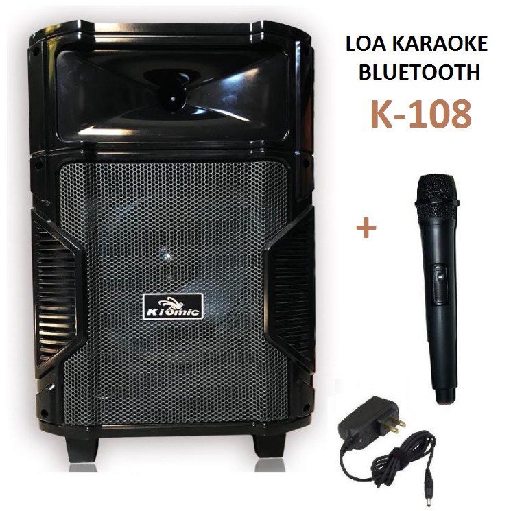 Loa Kéo karaoke Bluetooth Kiomic K108 tặng kèm 1 Micro Karaoke không dây