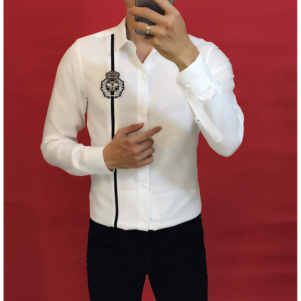 ÁO Sơ Mi Nam DRAU Thêu video ảnh thật CHẤT LỤA DÀI TAY PHONG CÁCH HỌA TIẾT THÊU LÔNG VŨ - ONE | BigBuy360 - bigbuy360.vn