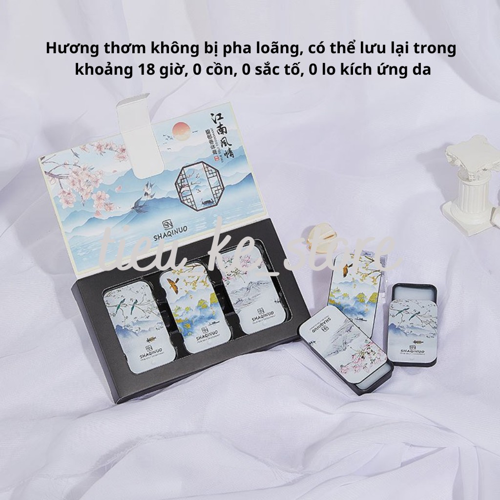 Combo 3 hộp nước hoa khô dạng sáp, khử mùi, thơm lâu, hương thơm nhẹ nhàng, đầy quyến rũ, nước hoa khô cho nữ