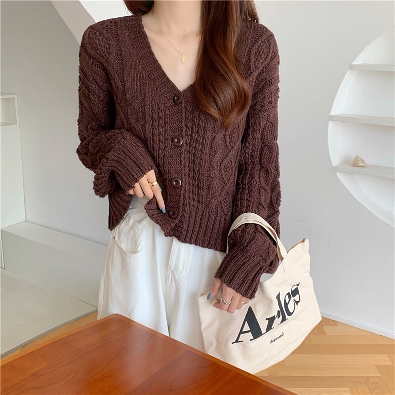 Áo cardigan len thừng chất dày dặn freesize korea (HÌNH THẬT SHOP CHỤP)