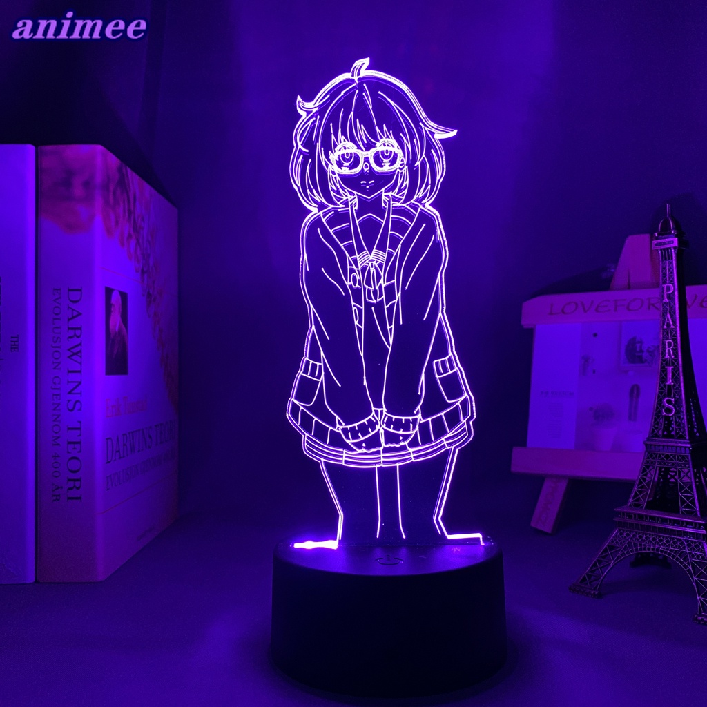 Đèn Led 3d Hình Nhân Vật Mirai Kuriyama Trong Manga Kyoukai No Kanata Trang Trí Phòng Ngủ