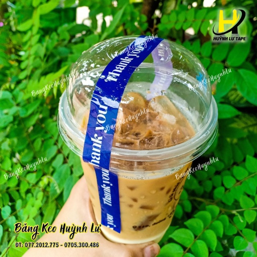 Băng dính chữ Thank You dán nắp ly, dán chai,dán hộp - CUỘN