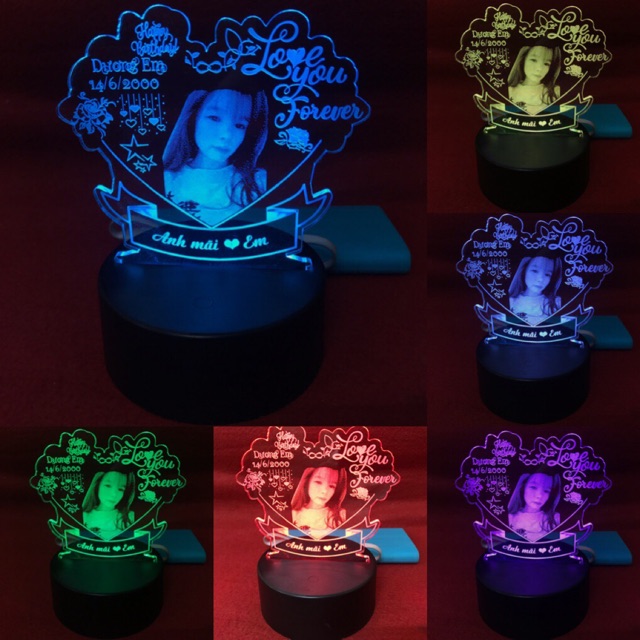 Đèn ngủ 3d led 16 màu khắc theo yêu cầu