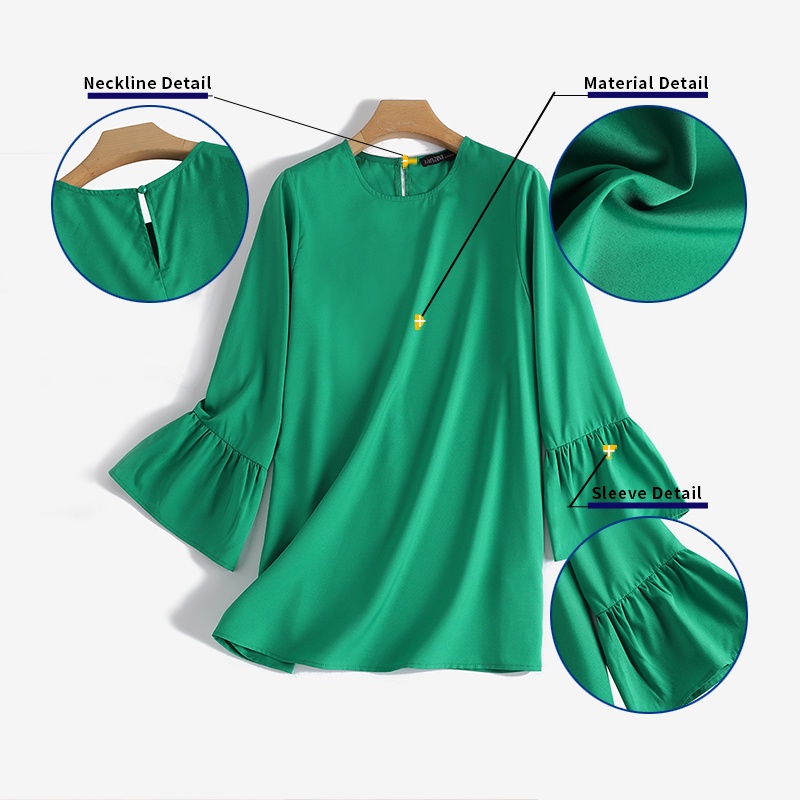 ZANZEA Áo Kiểu Tay Lỡ 3/4 Màu Trơn Thời Trang Đường Phố Châu Âu Cho Nữ