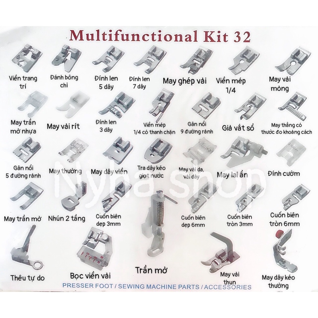 BỘ 32 CHÂN VỊT ĐA NĂNG MÁY MAY GIA ĐÌNH