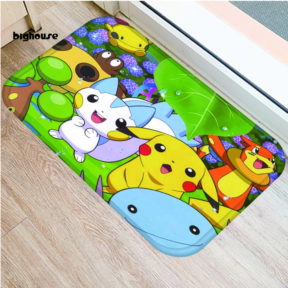 Thảm Lót Sàn Nhà Tắm Thấm Hút Nước Chống Trượt Hình Pikachu / Quái Vật Đáng Yêu