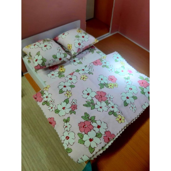 Mô hình giường ngủ 5 món dành cho nhà búp bê bjd 1/8 miniature bed set for bedroom