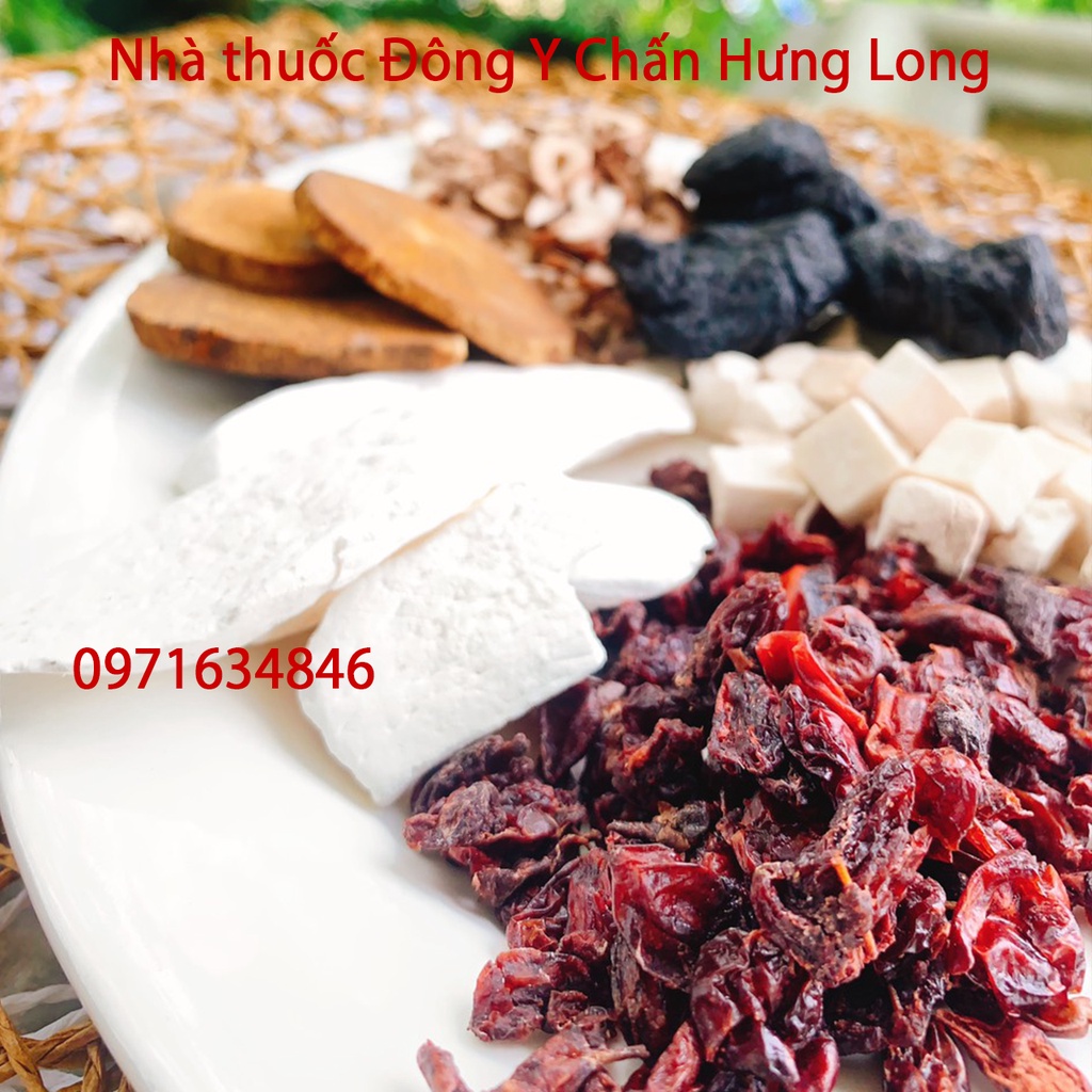 1 thang Lục Vị - Thục địa 20g, Sơn thù 10g, Trạch tả 8g, Hoài sơn 10g, Phục linh 8g, Đơn bì 8g - Chấn Hưng Long